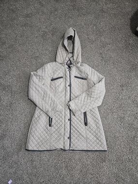 Steve Madden Light Tan Quilted Hooded Puffer Coat